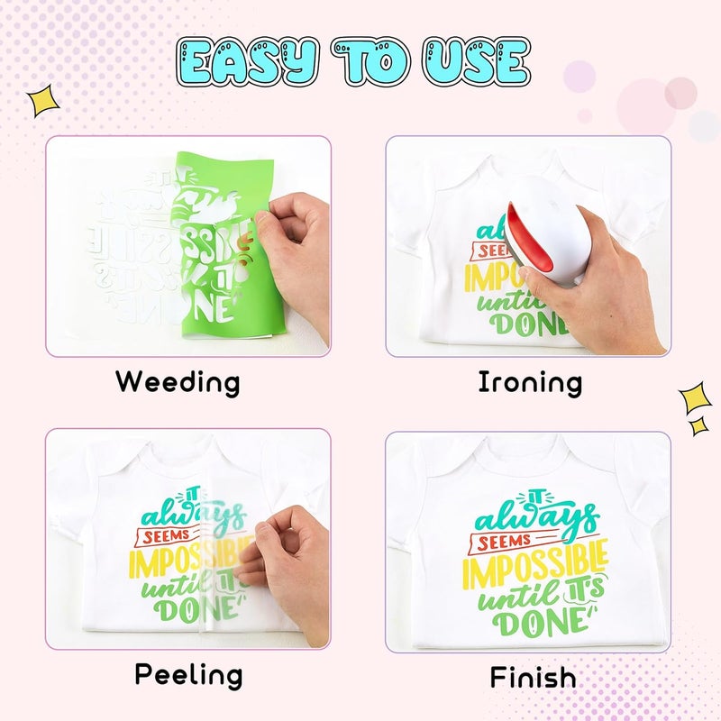 Tintnut Green Flash Color Heat Transfer Vinyl -6 Sheets 12"x10" Bright Color Iron on Vinyl for T-Shirts Clothing Bags HTV Vinyl for All Cutting Machine - Image 4